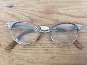 Vtg 50s 12kGF 12k Gold Filled Art Craft Bronze Floral Cat Eye Glasses Frames
